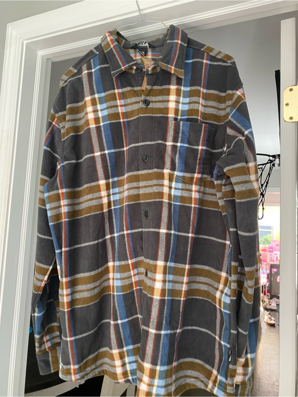 Bauer Plaid Button-Front Shirt Jacket in Gray, Blue, Brown